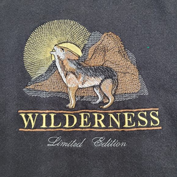 Vintage 90s Wolf Sweatshirt Women Large 20x25 Wilderness USA - Picture 9 of 12